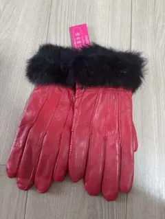 レディース　手袋　ラム革手袋　レッド　Mサイズ