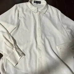 ZARA パール装飾 ホワイト長袖シャツ