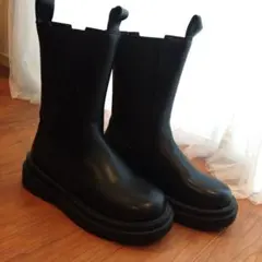 ブラック サイドゴアブーツ 厚底　38　ブラック