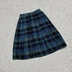 【Dimanche a Paris】　チェックフレアスカート　（Ｍ）　毛100%