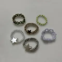 ハンドメイドビーズリング 6つセット