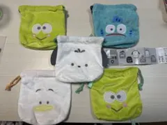 【セット売り】はぴだんぶい ふわふわフェイス巾着