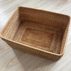 無印良品　重なるラタン長方形バスケット　中
