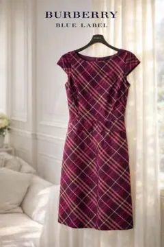 【美品】バーバリーブルーレーベル ノバチェック ワンピース 38 ウール