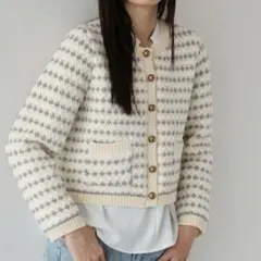 【新品】 J by blue ツイード風ニット　ジャケット　カーディガン　M