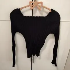 新品　GRL　グレイル　リブ編み 黒 　長袖ニット