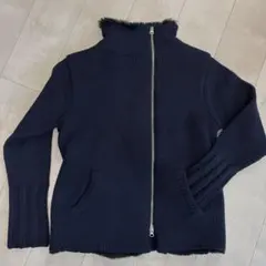 Acoustic フルジップ ニット セーター M ネイビー