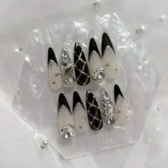 現品ネイルチップ　ワンホン　スナ系　韓国　ギャル　ロング