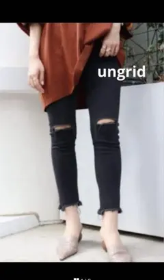 Ungrid クラッシュブラックフレイドヘムストスリ26／ブラッ