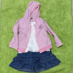 90-⑥　女の子3点まとめ売り キャミソール　キュロットパンツ　薄手アウター
