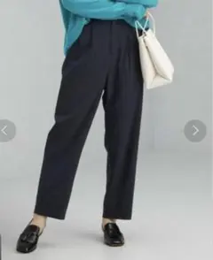 green label relaxingハイウエスト Cu サテンタック パンツ