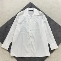 ザラ【XS】白 長袖ブラウス チャイナボタン ゆったり 微ストレッチ 綿混 春夏