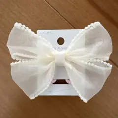 入学式　アイボリーリボンヘアゴム