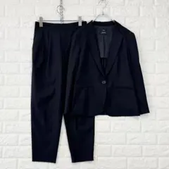 23区【36】紺 セットアップスーツ パンツ ウール混 ストレッチ 仕事着 春秋
