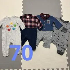 ⑦長袖ロンパース 70cm 4着まとめ売りのサムネイル