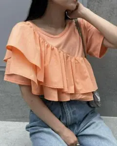 未使用CIAOPANIC TYPY フリルTシャツ オレンジのサムネイル