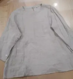 無印良品 MUJI XL オーガニックリネン 洗いざらし 七分袖ブラウス