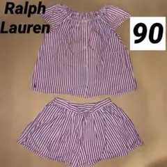 ラルフローレン 90 セットアップ 紫 ストライプ 夏 女の子