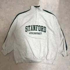 INGNI イング ハーフジップスウェット（M）ロゴ刺繍 ライン グレー