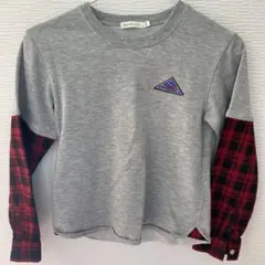 美品BEAMS mini トレーナー 130サイズ グレー/赤チェック
