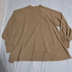 ベージュ ラウンドネック 長袖チェニック