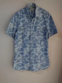 HILFIGER DENIM 半袖シャツ L 青系カモフラージュのサムネイル