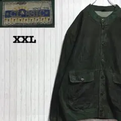 CLASSIC　スエード調ジャケット　フェイクレザー　グリーン　ビッグ　XXL