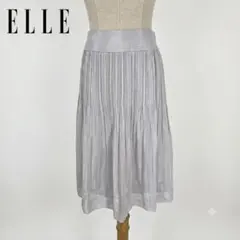 ELLE シルバーグレー プリーツスカート 36 光沢 ミモレ丈 ポリエステルのサムネイル