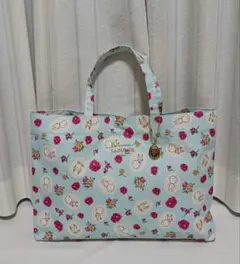 未使用 LADUREE 白ウサギとお花 トートバッグ ミントブルー