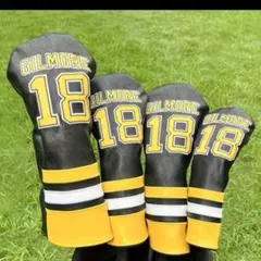 ヘッドカバー　ドライバー　18 アメフト　イエロー　ブラック　ゴルフ