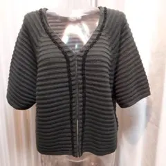 BEAMS HEART　ショート丈 半袖ニットカーディガン　L サイズ 相当