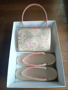 和装バッグと草履セット ピンク ゴールド礼装 結婚式 入学式 卒業式 成人式