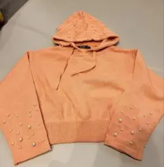 美品☆パール付きショート丈ニット