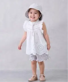 petit main プティマイン　プティプラ　フリルショートパンツ　花柄 80