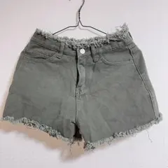 DAY CLOSET カットオフダメージ加工デニムショートパンツ オリーブ M