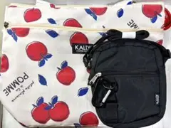 新品 2個セット KALDI オリジナル　りんごバッグ スクエアショルダーバッグ