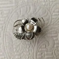 生前整理 シルバー花デザインブローチ
