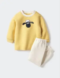 【新品未開封】ユニクロ　ひつじのショーン　キルトパジャマ　長袖　イエロー　90㎝