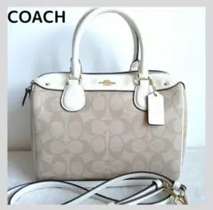 極美品　コーチ　ショルダーバッグ　2way　シグネチャー　ミニボストン　PVC