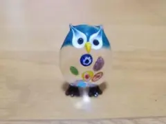 未使用美品　ガラス製フクロウ　置物　ミニサイズ