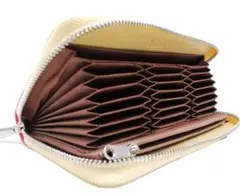 本革　じゃばら長財布　ふわふわラウンドファスナー　カード27枚　大容量　長財布