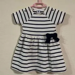 プチバトー　ワンピース　74㎝　　ボーダー　リボン
