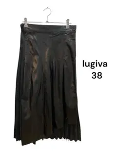lugiva ブラック プリーツラップスカート 38 合成皮革