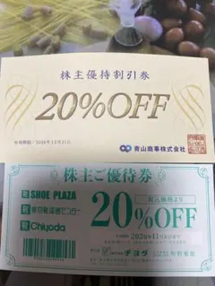株主優待割引券 20%OFF 2枚セット 青山商事 チヨダのサムネイル