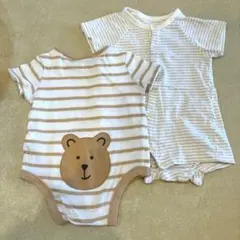 ストライプ柄ロンパース2点セット(GAP,アカホン)