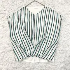 ドレスキップ DRESKIP ノースリーブブラウス M ストライプ Vネック