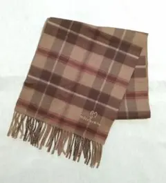 ミラショーン mha schon マフラー タータンチェック柄 ベージュ