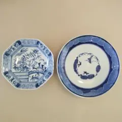明治時代、伊万里、染付け、美品、2枚セット、吉祥、即購入OK、すぐ 