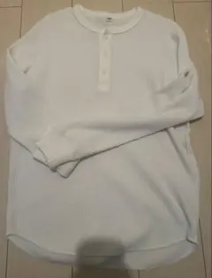 UNIQLO ホワイト ワッフルヘンリーネックTシャツ　M