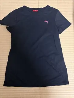 Puma 黒 Tシャツ ピンクロゴ サイズL 半袖Tシャツ